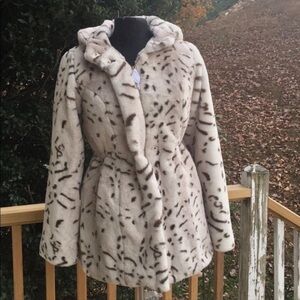 Snow Lynx Faux Fur Coat